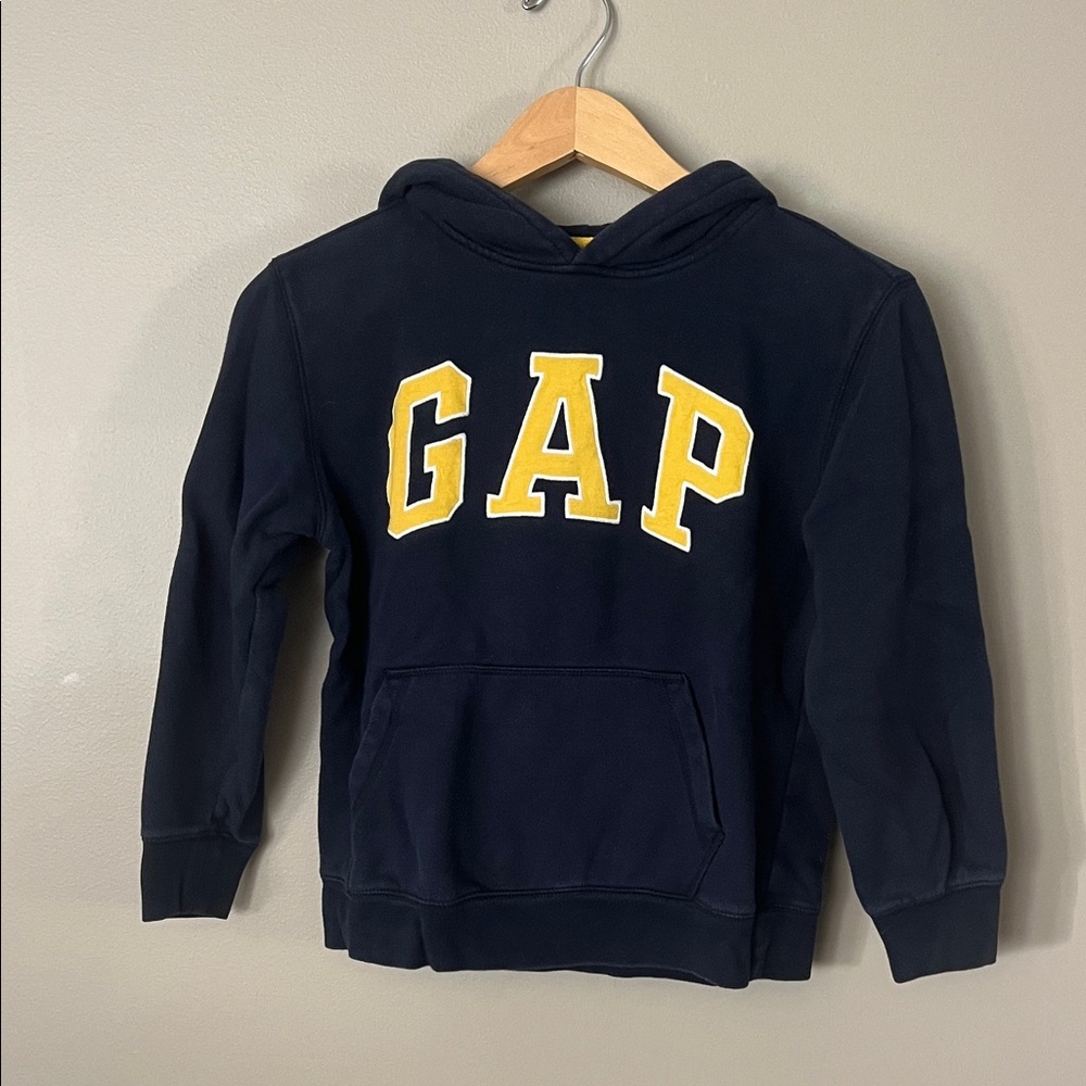 GAP Kids Hoodie in Navy with Yellow Lettering